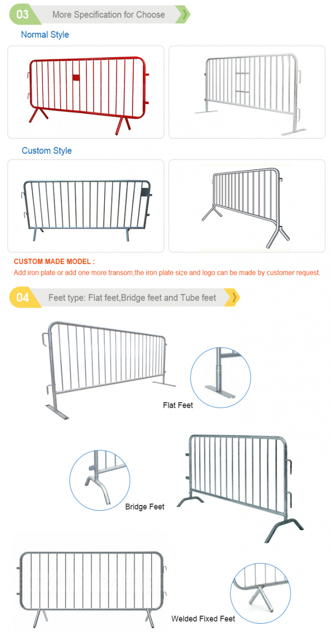 3 ডি অস্থায়ী পরিধি বেড়া / ভিড় বাধা বেড়া 2.4 এক্স 2.95 মি 2