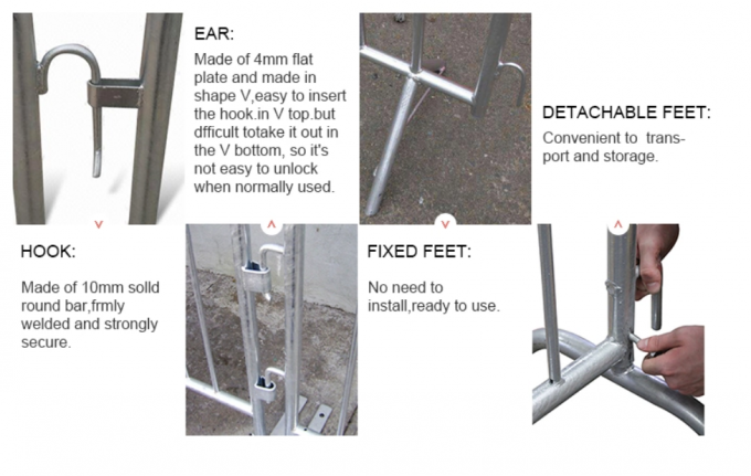 টেকসই গাড়ি 47 "মেটাল ভিড় বাধা অস্থায়ী পুল বেড়া 2